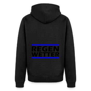 Regen Wetter - Unisex Premium Bio Zip Hoodie - Schwarz - Hinten - Nico (187cm)