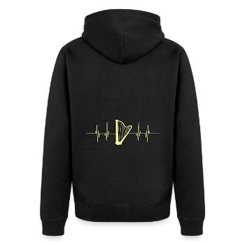 Harfe - Unisex Premium Bio Zip Hoodie - Schwarz - Hinten - Nico (187cm)