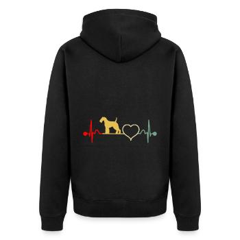 Welsh Terrier Heartbeat Vintage - Unisex Premium Organic Zip Hoodie - black - Back - Nico (187cm)
