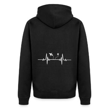 Heartbeat Plane and Navigation - Unisex Premium Organic Zip Hoodie - black - Back - Nico (187cm)