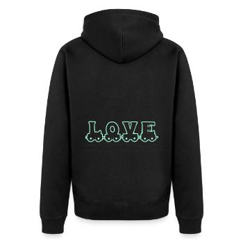 Liebe Zug Eisenbahn - Unisex Premium Bio Zip Hoodie - Schwarz - Hinten - Nico (187cm)