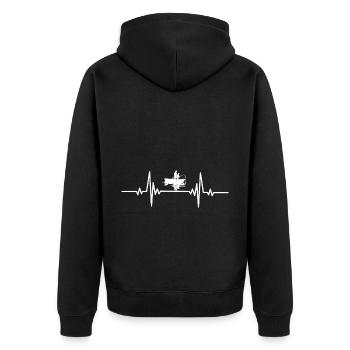 Heartbeat two people fishing - Unisex Premium Organic Zip Hoodie - black - Back - Nico (187cm)