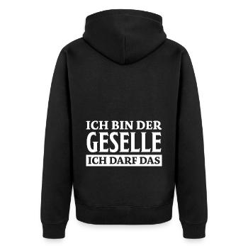 Geselle Spruch Lustiges Gesellenprüfung Geschenk - Unisex Premium Bio Zip Hoodie - Schwarz - Hinten - Nico (187cm)