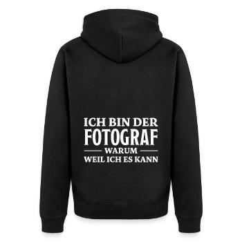 Fotograf Spruch Foto Lustiges Fotograf Geschenk - Unisex Premium Bio Zip Hoodie - Schwarz - Hinten - Nico (187cm)