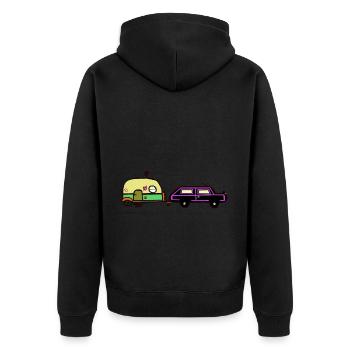 Ferien Reise Camping Wohnwagen Wohnmobil Auto - Unisex Premium Bio Zip Hoodie - Schwarz - Hinten - Nico (187cm)