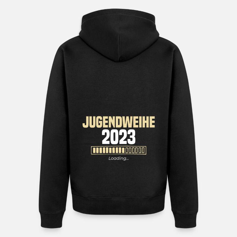 Jugendweihe 2023 Loading - Unisex Premium Bio Zip Hoodie - Schwarz