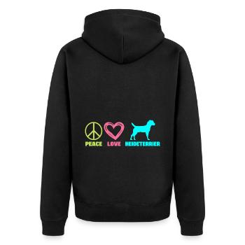 Heather Terrier Mama Peace Love - Unisex Premium Organic Zip Hoodie - black - Back - Nico (187cm)