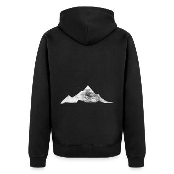 Kompass - Berg - (2) - Unisex Premium Bio Zip Hoodie - Schwarz - Hinten - Nico (187cm)