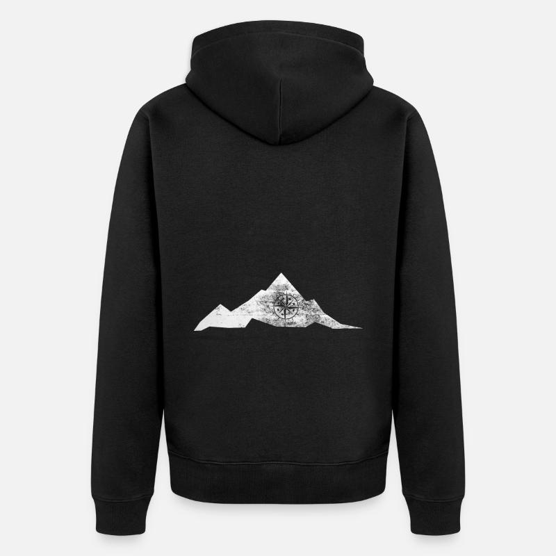 Kompass - Berg - (7) - Unisex Premium Bio Zip Hoodie - Schwarz