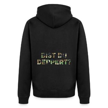 Bist du deppert? Österreich Österreichische - Unisex Premium Bio Zip Hoodie - Schwarz - Hinten - Nico (187cm)
