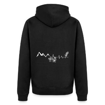 Fleur - Battement de cœur - Montagne - (5) - Veste à capuche bio Premium Unisexe - noir - Dos - Nico (187cm)