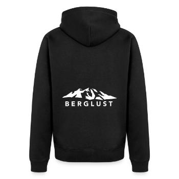 Berglust - (8) - Unisex Premium Bio Zip Hoodie - Schwarz - Hinten - Nico (187cm)