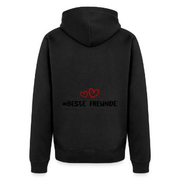 Freundschaft Beste Freunde Herz Liebe - Unisex Premium Bio Zip Hoodie - Schwarz - Hinten - Nico (187cm)