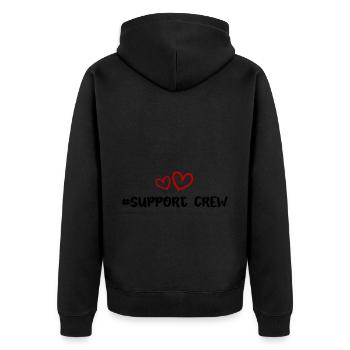 Support Crew Herz Liebe - Unisex Premium Bio Zip Hoodie - Schwarz - Hinten - Nico (187cm)