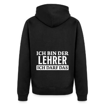 Lehrer Spruch Unterricht Lustiges Lehrer Geschenk - Unisex Premium Bio Zip Hoodie - Schwarz - Hinten - Nico (187cm)