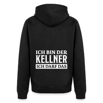 Kellner Spruch Restaurant Lustige Kellner Geschenk - Unisex Premium Bio Zip Hoodie - Schwarz - Hinten - Nico (187cm)