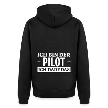 Pilot Spruch Flugsport Lustiges Piloten Geschenk - Unisex Premium Bio Zip Hoodie - Schwarz - Hinten - Nico (187cm)