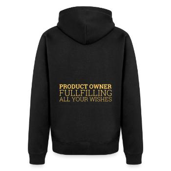 "Product Owner Scrum" | "Scrum Master" - Unisex Premium Bio Zip Hoodie - Schwarz - Hinten - Nico (187cm)