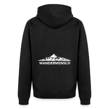 Wandermensch - (7) - Unisex Premium Bio Zip Hoodie - Schwarz - Hinten - Nico (187cm)