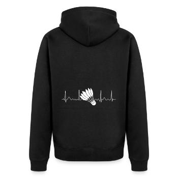 Badminton Spieler Lustiger Federball Mannschaft Badminton - Unisex Premium Bio Zip Hoodie - Schwarz - Hinten - Nico (187cm)