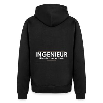 Ingenieur - Unisex Premium Bio Zip Hoodie - Schwarz - Hinten - Nico (187cm)
