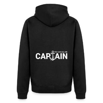 You can Call me Captain Segeln Matrose Vintage Kap - Unisex Premium Bio Zip Hoodie - Schwarz - Hinten - Nico (187cm)
