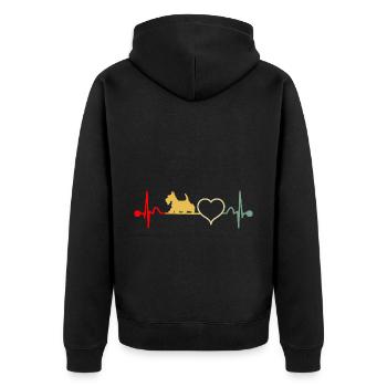Idée cadeau vintage Scottish Terrier Heartbeat - Veste à capuche bio Premium Unisexe - noir - Dos - Nico (187cm)