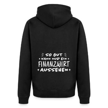 Finanzwirt Lustiger Spruch Job Finanzwirt Geschenk - Unisex Premium Bio Zip Hoodie - Schwarz - Hinten - Nico (187cm)