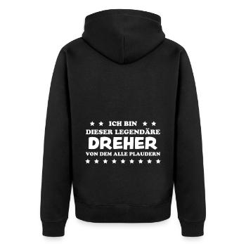Dreher Fun Spruch Drehmaschinen Dreher Geschenk - Unisex Premium Bio Zip Hoodie - Schwarz - Hinten - Nico (187cm)