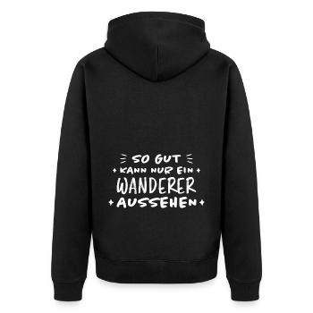 Wanderer Outdoor Lustiger Spruch Wandern Geschenk - Unisex Premium Bio Zip Hoodie - Schwarz - Hinten - Nico (187cm)