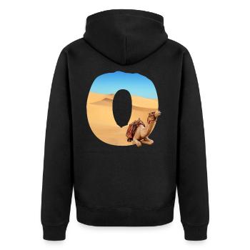 wüste mit kamel o - Unisex Premium Bio Zip Hoodie - Schwarz - Hinten - Nico (187cm)