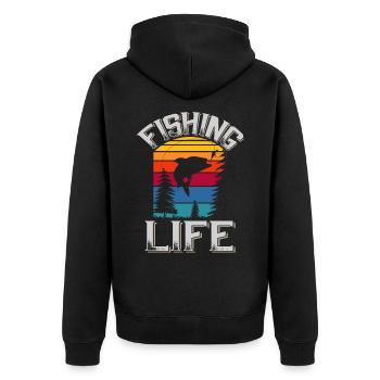 Pêche Pêcheur Poisson Pêche Vie Hobby Nature - Veste à capuche bio Premium Unisexe - noir - Dos - Nico (187cm)