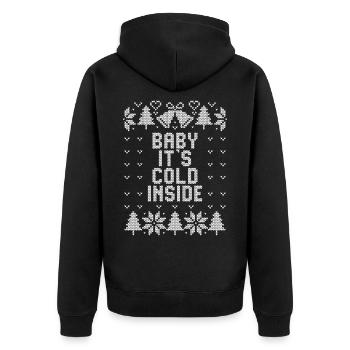 Hiver - Noël moche - Bébé il fait froid à l’intérieur - Veste à capuche bio Premium Unisexe - noir - Dos - Nico (187cm)