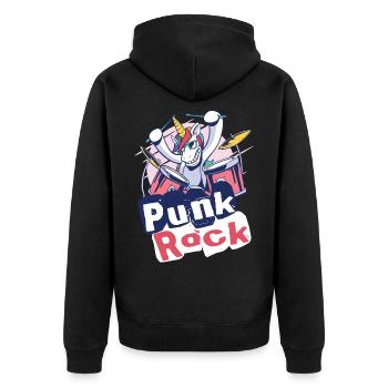 Punkrock Musik Punker Punkrock Irokesenschnitt - Unisex Premium Bio Zip Hoodie - Schwarz - Hinten - Nico (187cm)