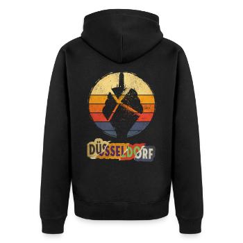 Düsseldorf Allemagne City Skyline Vintage Retro - Veste à capuche bio Premium Unisexe - noir - Dos - Nico (187cm)