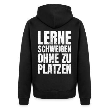 lerne schweigen ohne zu platzen Geschenk - Unisex Premium Bio Zip Hoodie - Schwarz - Hinten - Nico (187cm)