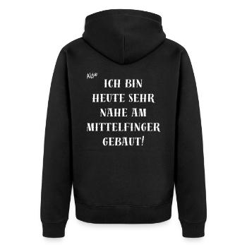 Ich bin Heute sehr nahe - Unisex Premium Bio Zip Hoodie - Schwarz - Hinten - Nico (187cm)