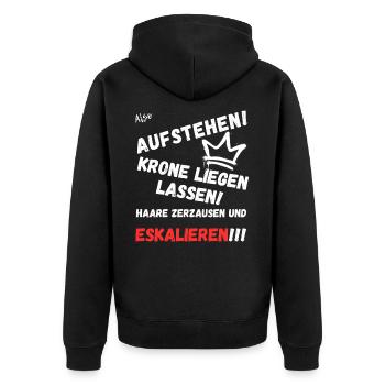 Aufstehen Krone liegen lassen Eskalieren - Unisex Premium Bio Zip Hoodie - Schwarz - Hinten - Nico (187cm)