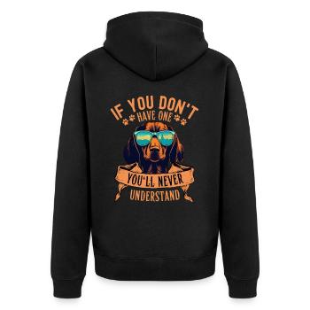 Dackel mit sonnenbrille - Unisex Premium Bio Zip Hoodie - Schwarz - Hinten - Nico (187cm)