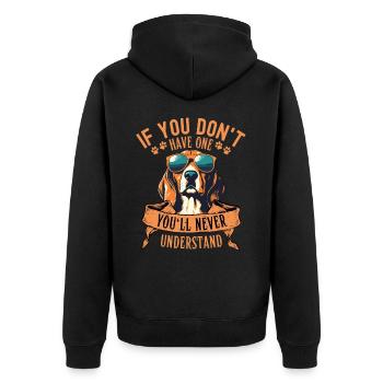 Beagle mit sonnenbrille - Unisex Premium Bio Zip Hoodie - Schwarz - Hinten - Nico (187cm)