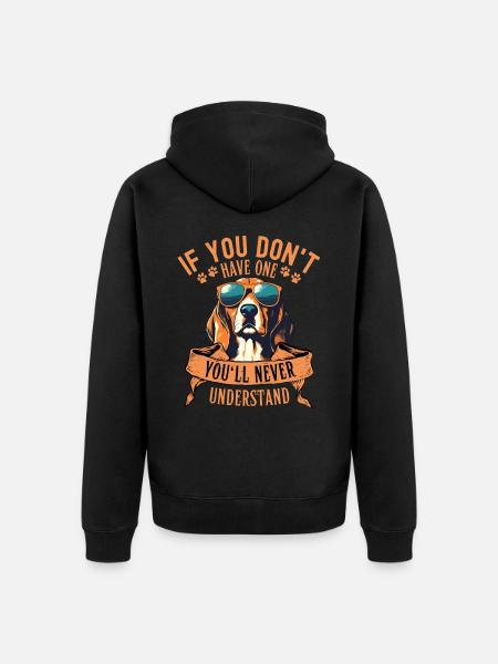 Beagle with sunglasses - Unisex Premium Organic Zip Hoodie - black