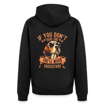 Beagle mit sonnenbrille - Unisex Premium Bio Zip Hoodie - Schwarz - Hinten - Nico (187cm)