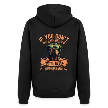 Rottweiler mit sonnenbrille - Unisex Premium Bio Zip Hoodie - Schwarz - Hinten - Nico (187cm)