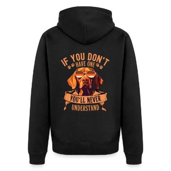 Vizsla with sunglasses - Unisex Premium Organic Zip Hoodie - black - Back - Nico (187cm)
