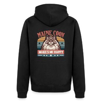 MAINE COON MAKES ME HAPPY - Unisex Premium Organic Zip Hoodie - black - Back - Nico (187cm)