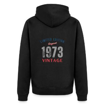 Vintage 1973 Gift Humor Anniversary 50 Years - Unisex Premium Organic Zip Hoodie - black - Back - Nico (187cm)