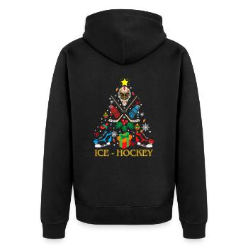 Eishockey Weihnachtsbaum Weihnachten - Unisex Premium Bio Zip Hoodie - Schwarz - Hinten - Nico (187cm)