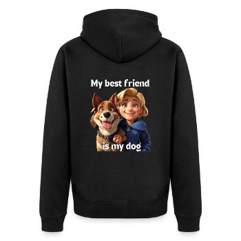 My best friend is my dog - Unisex Premium Organic Zip Hoodie - black - Back - Nico (187cm)