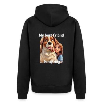 My best friend is my dog - girl - Unisex Premium Bio Zip Hoodie - Schwarz - Hinten - Nico (187cm)