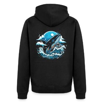 Space Whale Imagination - Unisex Premium Organic Zip Hoodie - black - Back - Nico (187cm)